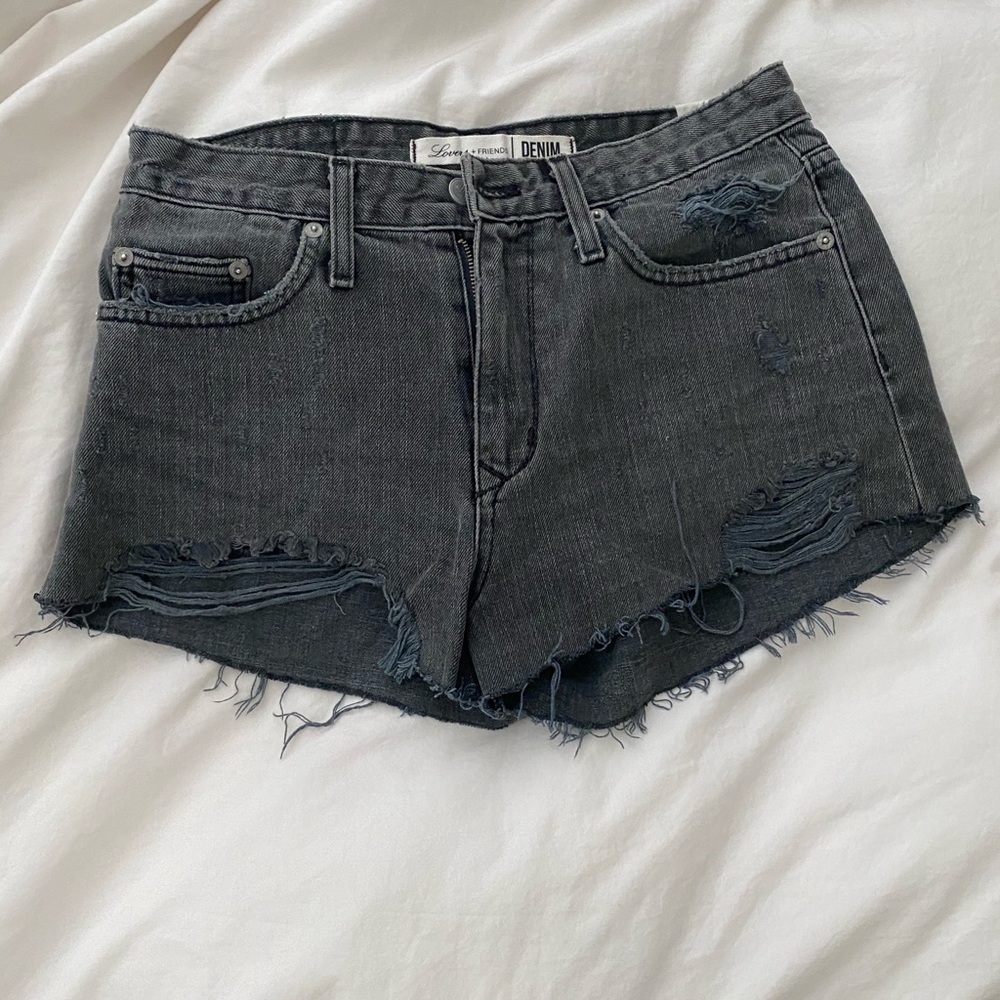 Black denim shorts, size 27